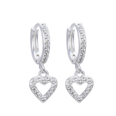Aros huggies de corazón Plata 925