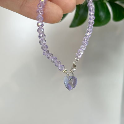 Pulsera Cristal Lila Plata 925