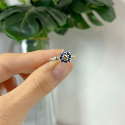 Anillo Pia Azul Plata y Oro
