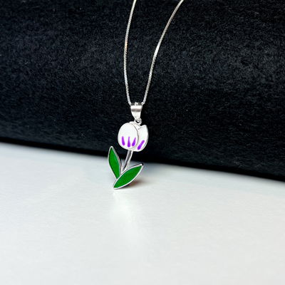 Conjunto Tulipán Blanco con Lila Plata 925