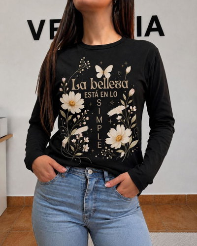 REMERA MANGA LARGA NEGRA BELLEZA