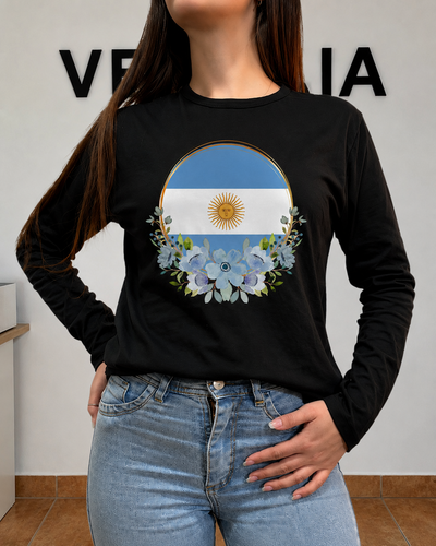 REMERA MANGA LARGA ARG CIRCULO AZUL