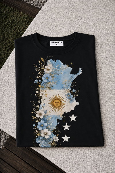REMERA NEGRA ARG 3 ESTRELLAS