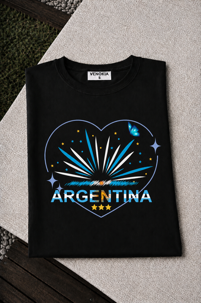 REMERA NEGRA ARG CORAZON