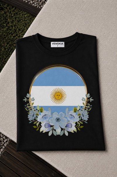 REMERA NEGRA ARG CIRCULO AZUL 
