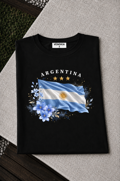REMERA NEGRA ARG BANDERA