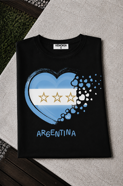 REMERA NEGRA ARG HEART