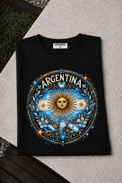 REMERA NEGRA ARG SOL MAYO