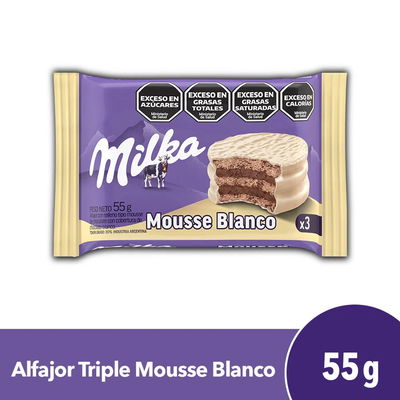 Alfajor Milka Mousse blanco triple