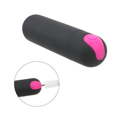 Bala recagable negra con botón fucsia