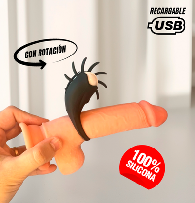 Anillo vibrador Kevin con lenguitas giratorias USB