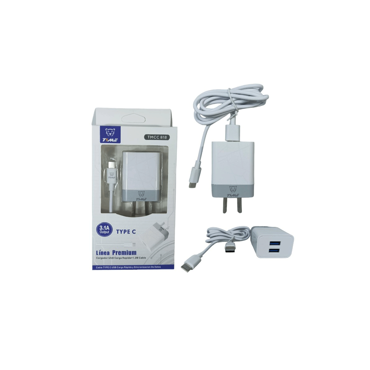 Cargador time 3.1 tipo c 2 usb