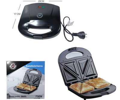 Sandwichera Eléctrica Tostadora Antiadherente Color Negro