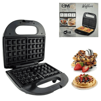 Waflera Eléctrica 2 Wafles Antiadherente 750w Portátil Negro
