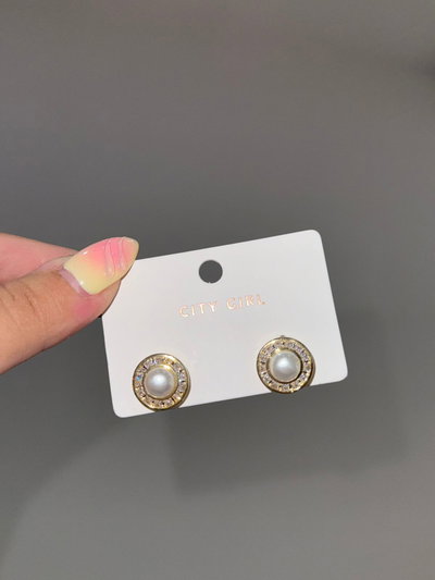 D-4844-14 Aros Perlas Chicas + Strass