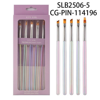 SLB2506-5 City Girl Set De Pinceles Nail Art 5 Pcs