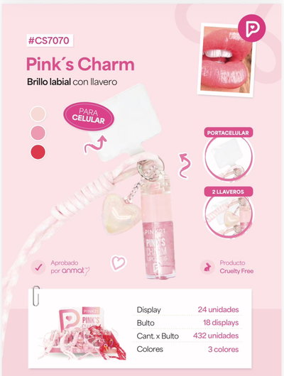 CS7070 Pink 21 Brillo Labial con Llavero x unidad