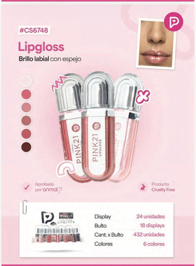 CS6748 Brillo labial con espejo x caja