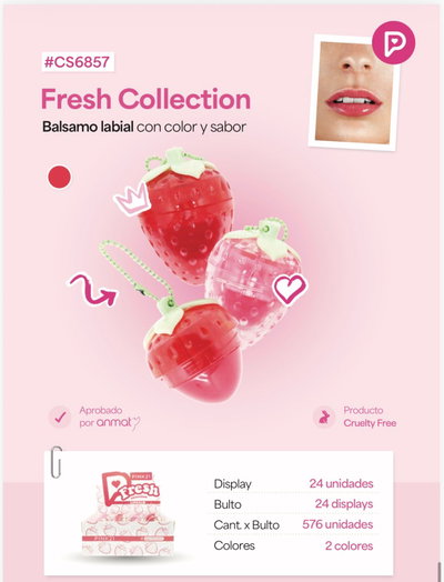 CS6857 Pink 21 Balsamo labial frutilla con olor y sabor x 1/2 caja