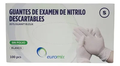 Guante de Nitrilo Blanco Euromix x300u Talle S 