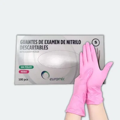 Guante de Nitrilo Rosa Euromix x100u