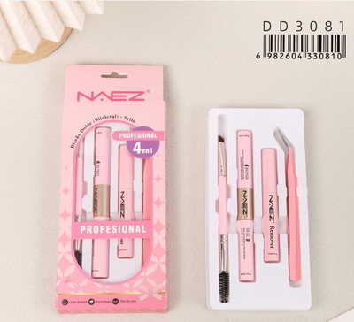 NAEZ DD3081/33081 Kit Para Extensión De Pestañas 4en1 Bond, Remover, Pinza Y Cepillo 