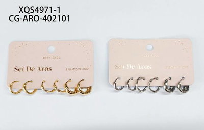 XQS4971-1 City Girl Set Aros Solo Dorados
