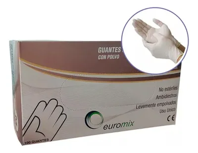 Guante Latex EUROMIX Con Polvo x100u Blanco T. M
