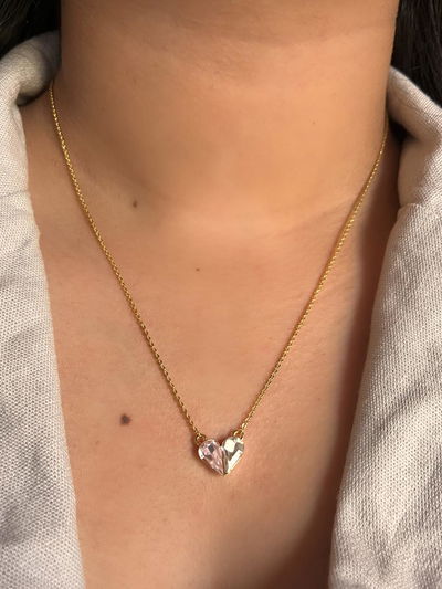 Collar doble corazón cristal 