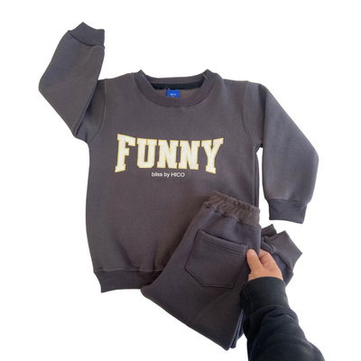 Conjunto gris topo frisado unisex