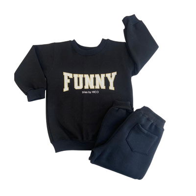 Conjunto negro frisado unisex