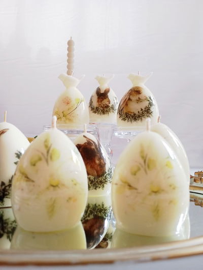 CERAMIC CANDLE HUEVO CHICO FLORES