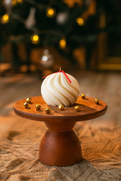 ESFERA TORNEADA XL BLANCA - VELA DE SOJA