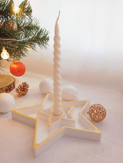 PORTAVELA ESTRELLA DOBLE RESINA CERAMICA