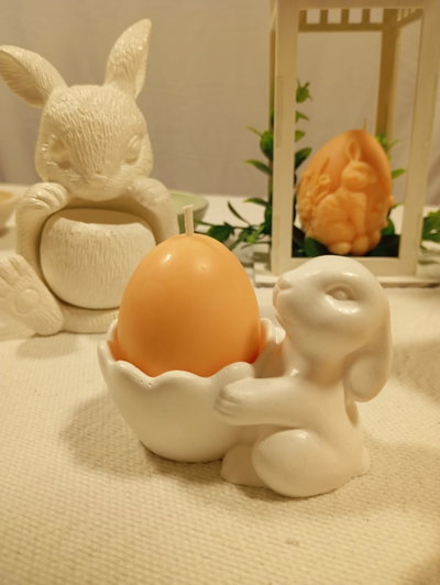 CONEJO PORTA VELA YESO