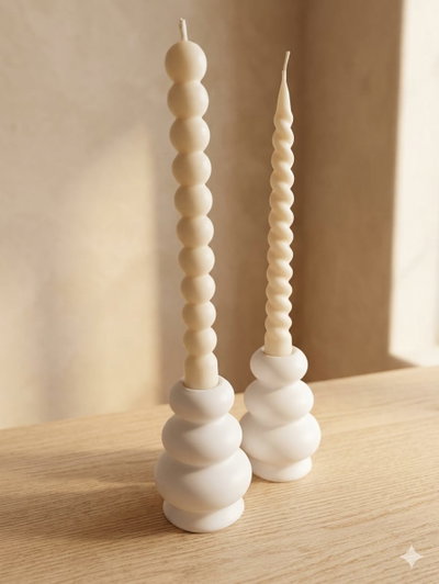 CANDELABRO ANILLOS RESINA CERAMICA 9*6CM