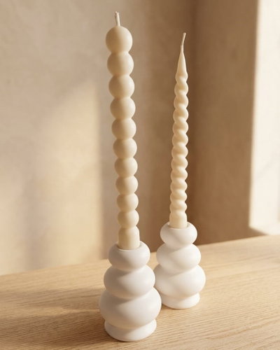 CANDELABRO ANILLOS RESINA CERAMICA 9*6CM