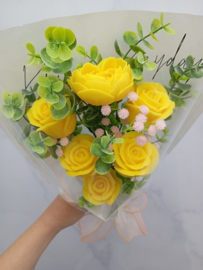 RAMO VELAS ROSAS Y CORAZON X 6