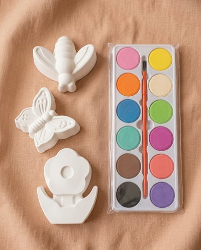KIT FLORES Y ANIMALES PINTABLE YESO