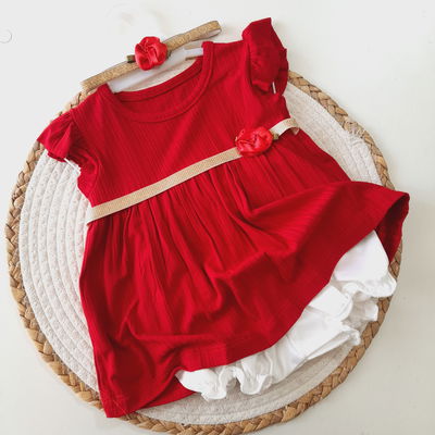 Vestidos Rojo T.1 al 4 + Bombachon + Vincha