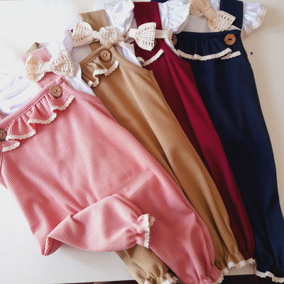 Set T.2 Jardinero waffle +Remera +Vincha