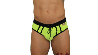 Sunga Malla traje de baño Amarillo fluor y negro