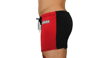 Short Malla traje de baño negro y rojo