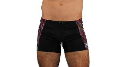 Short Malla traje de baño Negro y lineas