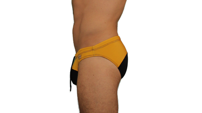 Sunga Malla traje de baño Mostaza y Negro