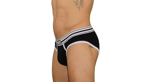 Slip Negro con detalles en Blanco