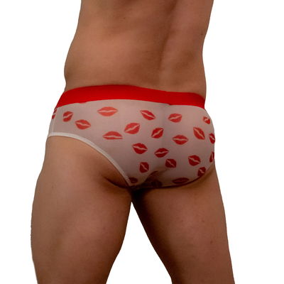 Slip blanco transparente con besos