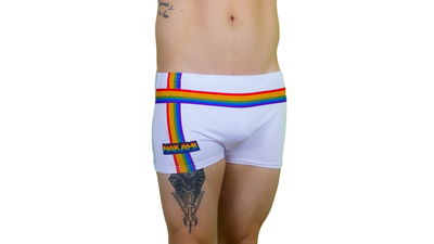 Mini Short blanco liso con lineas multicolor