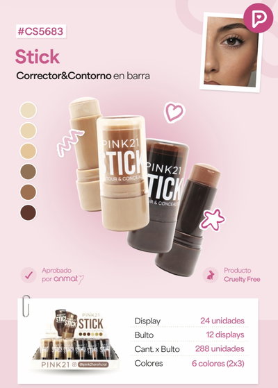 CS5683 PINK 21 CORRECTOR Y CONTONO EN BARRA X1