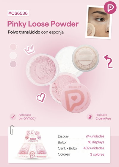CS6536 PINK 21 POLVO TRANSLUCIDO CON ESPONJA X1
